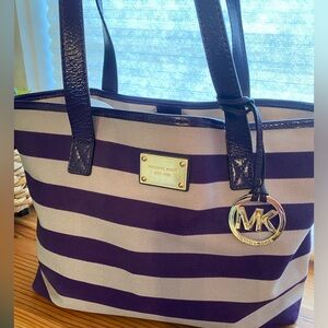Michael Kors Purple Stripe Shoulder Bag